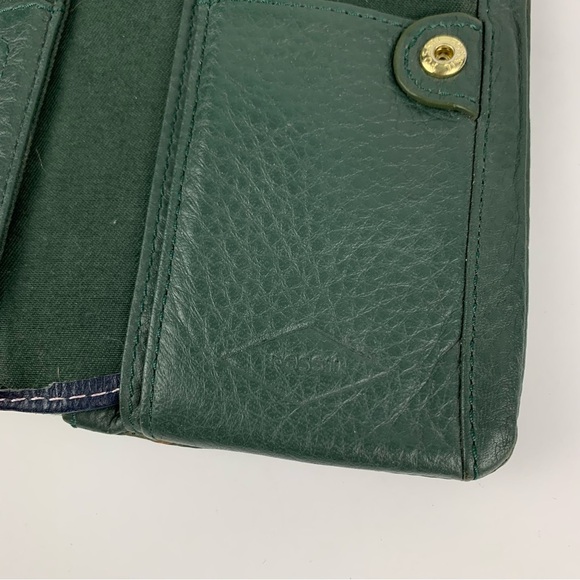 Fossil Purple Green Leather Multicolored Colorblock Bifold Wallet - Picture 6 of 6